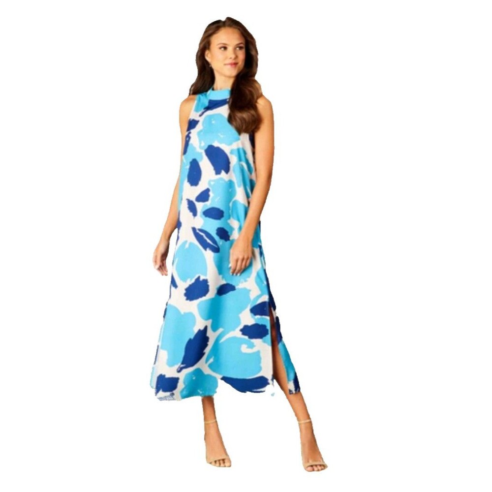 Mud Pie - Annie Mock Neck-Maxi Dress Women's Multi-color Sleeveless Size L NWT